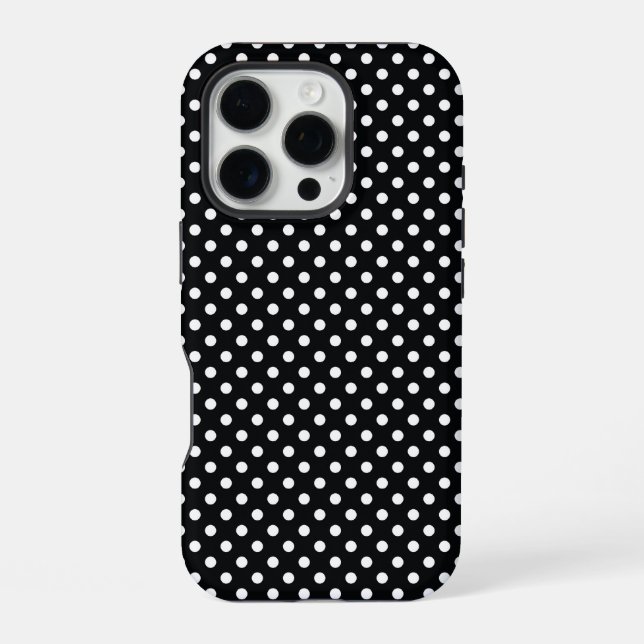 Coque iPhone Black with white polka dots (Verso)