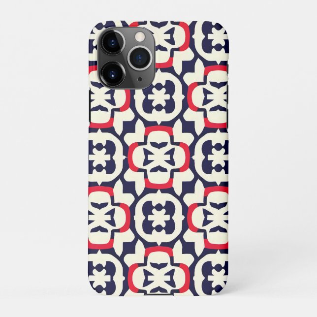 Coque iPhone Blanc rouge et bleu de luxe (Dos)