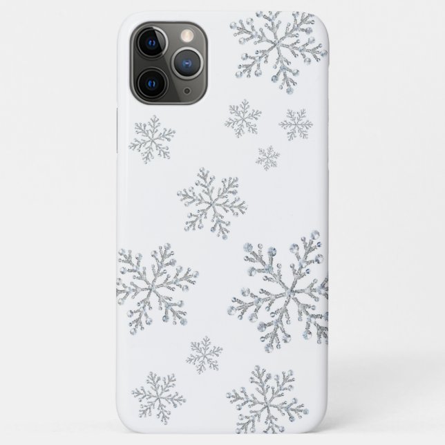 Coque iphone blanc Sparkly Snowflakes (Dos)