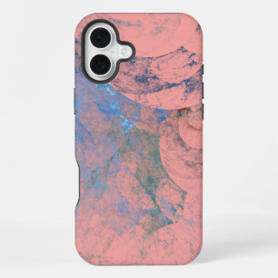 Coque iPhone 16 Plus bleu Abstrait vert et rose