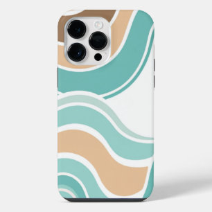 Coque Pour Pour iPhone 14 Pro Max Bleu coloré/tan/brun ondulé