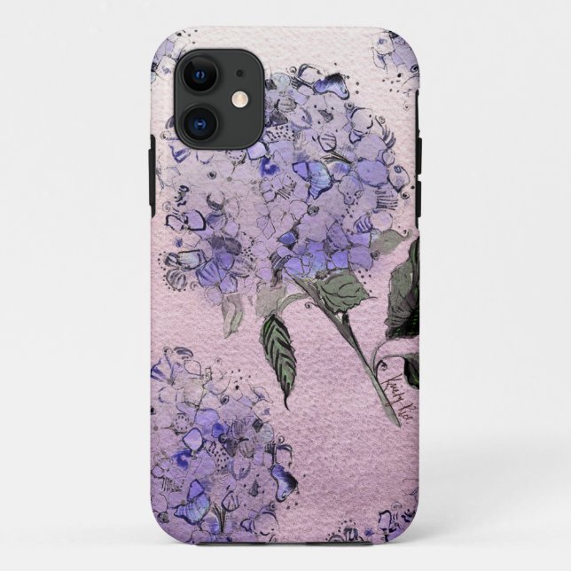 Coque iphone bleu d'hortensia d'aquarelle (Dos)