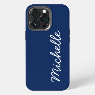 Etui iPhone 13 Pro Bleu et Blanc Classique Nom ou Texte Personnalisé