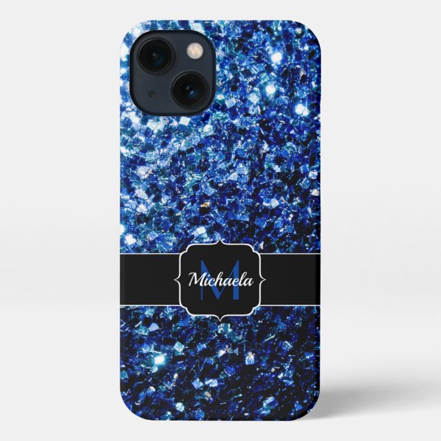 Coque iPhone Bleu foncé foncé brillant parties scintillant scin (Verso)