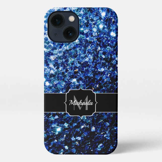 Coque iPhone Bleu foncé foncé brillant parties scintillant scin (Verso)