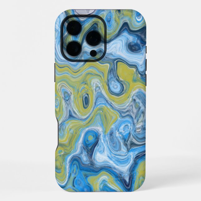 Coque iPhone Bleu Icy Vert coloré Abstrait Marbre Texture Li (Verso)