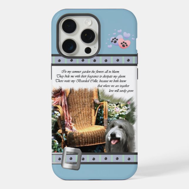 Coque iPhone Bleu mignon Moderne Porté Collie Chien Art (Verso)