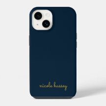 Bleu Nuit Or Script | Monogramme Moderne Élégant