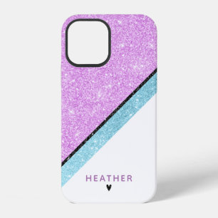 Coque iPhone 12 Bleu Parties scintillant Fille