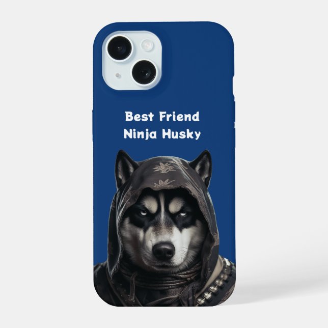 Coque iphone Bleu Personnalisé Ninja Husky (Verso)