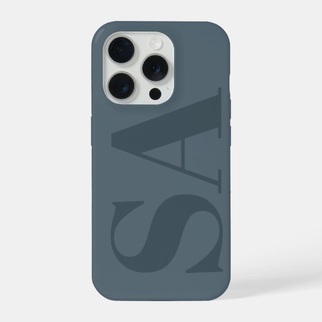 Coque iPhone Bleu Poussiéreux Rustique Aquarelle Minimaliste Co (Verso)