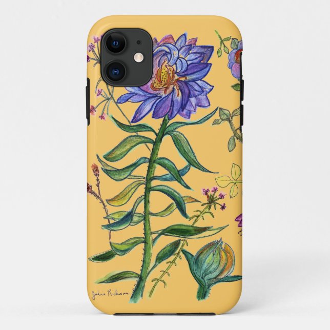 Coque iphone bleu sauvage de bouquet (Dos)