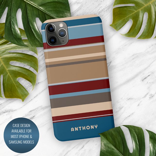 Coque iPhone Bleu turquoise rouge foncé Beige beige Art Brown r (Créateur téléchargé)
