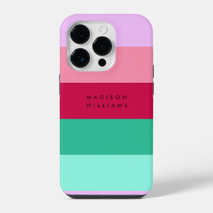 Coque Pour iPhone 14 Plus Bloc de couleur à rayures horizontales Viva Magent