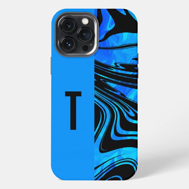 Coque iPhone Blocage en duotone et bleu à balayage (Verso)
