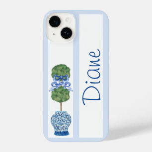 Coque Pour iPhone 14 Blue Chinoiserie Ginger Jar Jars Topiary