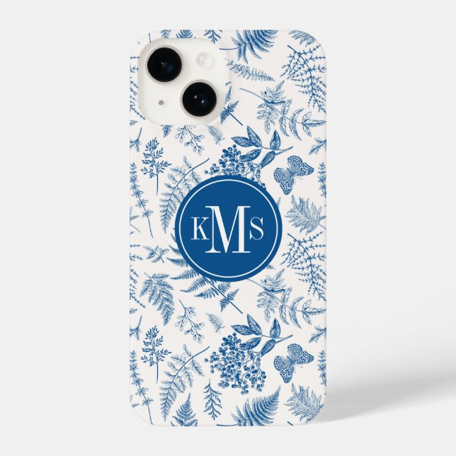 Coque iPhone Blue Garden Butterfly & Floral Garden Motif (Verso)