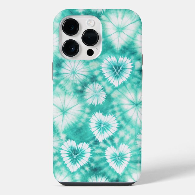 Coque iPhone Blue Hearts Tie Dye (Verso)