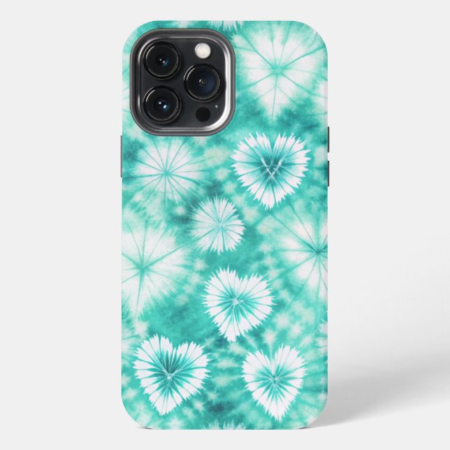 Coque iPhone Blue Hearts Tie Dye (Verso)