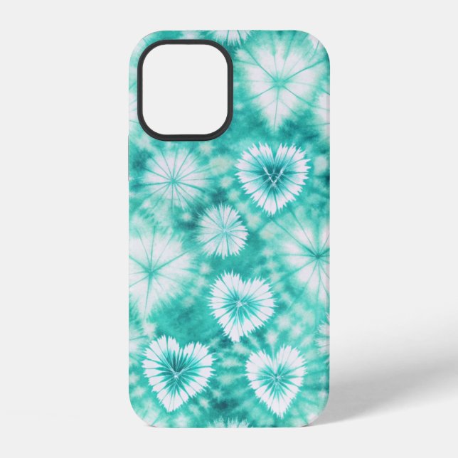 Coque iPhone Blue Hearts Tie Dye (Verso)