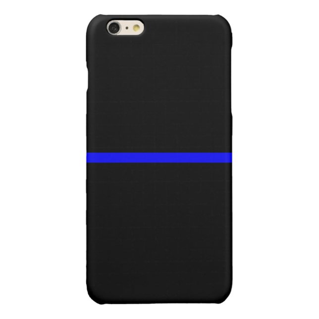 Coque iPhone Blue Line mince symbolique sur le noir solide (Dos)