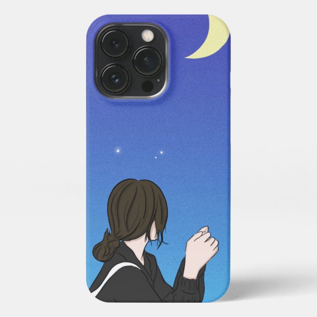 Coque iPhone Blue Night Sky Anime Girl (Verso)