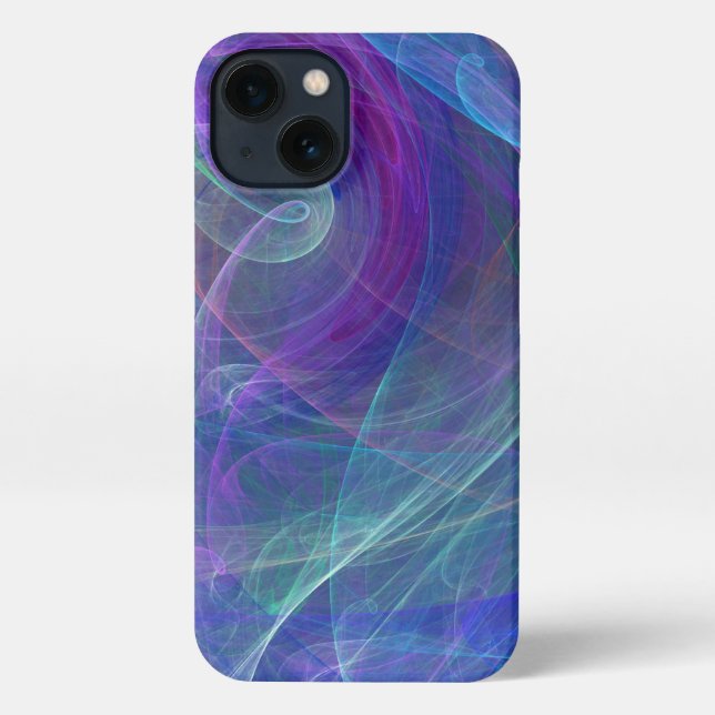 Coque iPhone Blue Purple Turquoise Airy Abstraction (Verso)