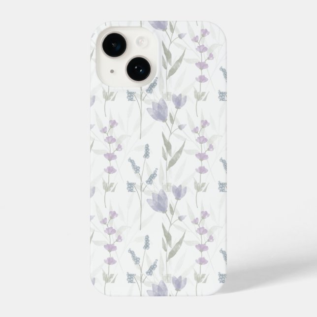 Coque iPhone Blue Purple Watercolor Wildflower (Verso)
