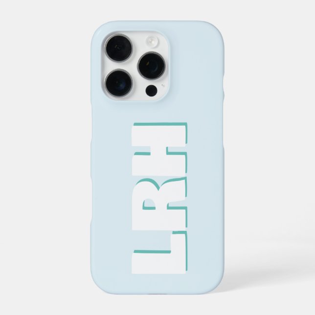 Coque iPhone Blue & Teal Large Clean Style Monogram iPhone Case (Verso)
