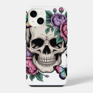 Coque Pour iPhone 14 Blumenschädel Handyhülle Kunstvolle Ästhetik