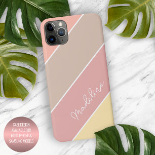 Coque iPhone 16 Pro Max Blush personnalisé Rose pêche orange jaune rayures