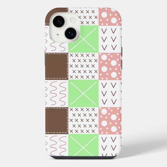 Coque iPhone Boho Brown, Bourgogne, Vert et Mauve Whimsp (Verso)