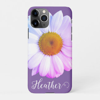 Coque iPhone 11Pro Boho Daisy sur Purple Name Téléphone Case