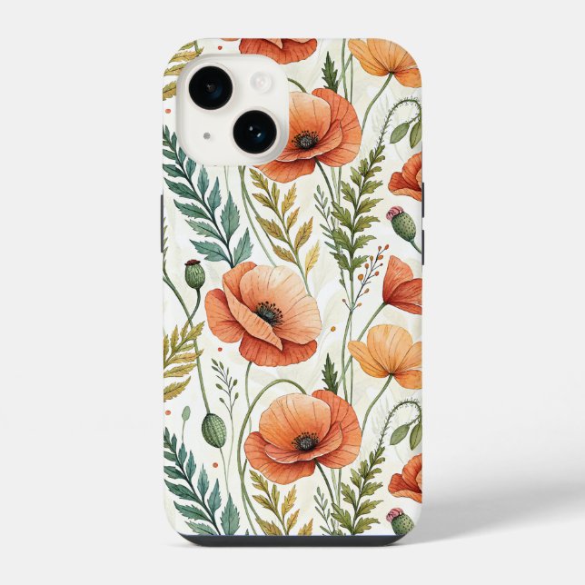 Coque iPhone Boho Garden of Beautiful Poppies (Verso)