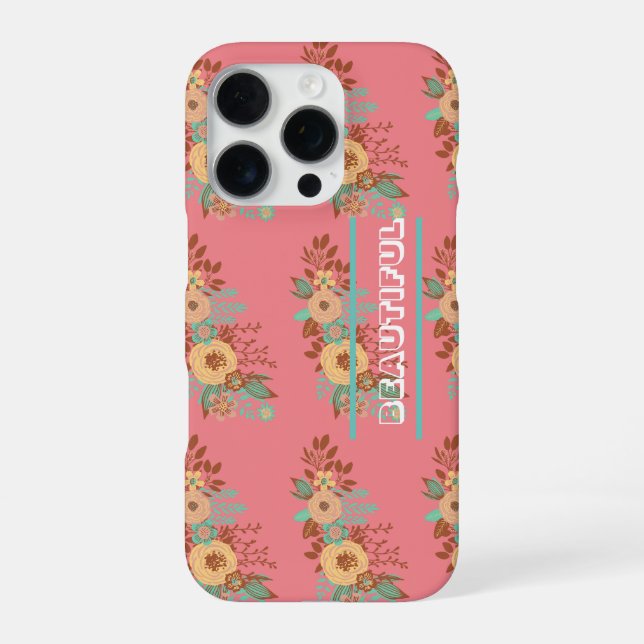 Coque iPhone Boho moderne rose floral (Verso)