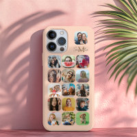 Boho Pastel Peace 16 Photo Collage & Monogramme