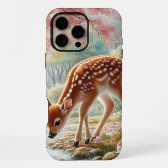 Coque iPhone Bois de printemps avec canard et faon/cerf (Verso)