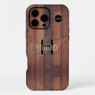 Coque iPhone 16 Pro Max Bois de téléphone portable de conception de bois H