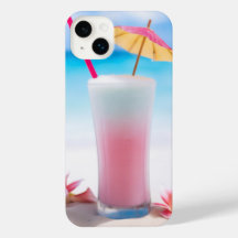 Boisson tropicale rose avec étui téléphonique para