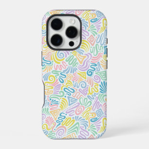 Coque iPhone 16 Pro Boîtier de téléphone à doodle coloré