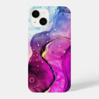 Boîtier de téléphone à encre d'alcool rose, pourpr