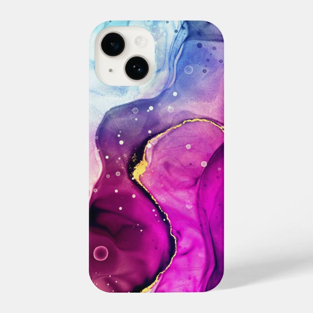 Coque iPhone Boîtier de téléphone à encre d'alcool rose, pourpr (Verso)