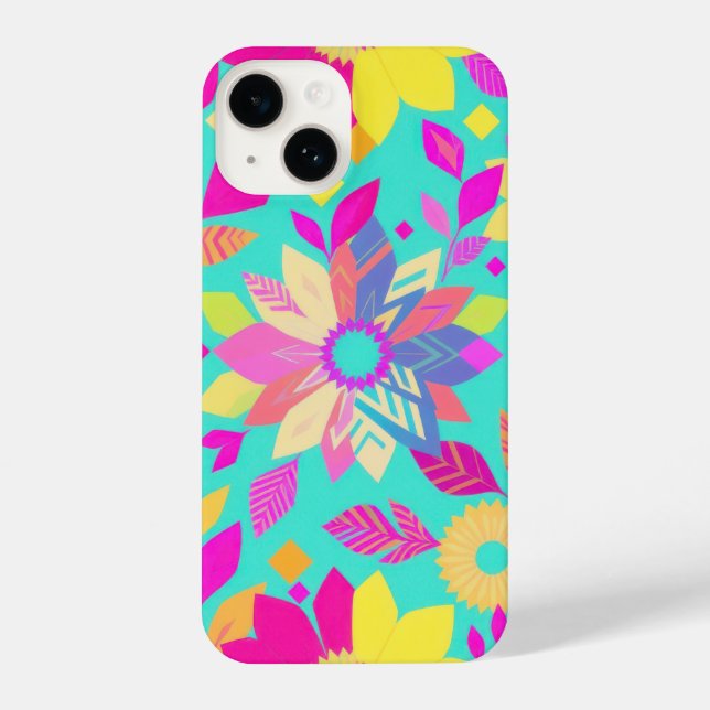 Coque iPhone Boîtier de téléphone à motif floral vibrant (Verso)