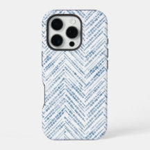 Boîtier de téléphone côtier bleu blanc chevron