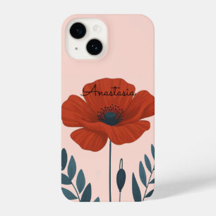 Coque Pour iPhone 14 Boîtier de téléphone floral poppy personnalisé