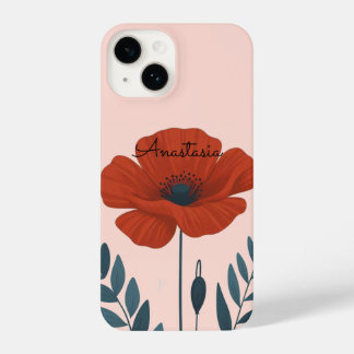 Coque Pour iPhone 14 Boîtier de téléphone floral poppy personnalisé