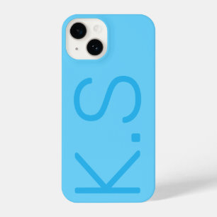 Coque Pour iPhone 14 Boîtier de téléphone monogramme bleu personnalisab