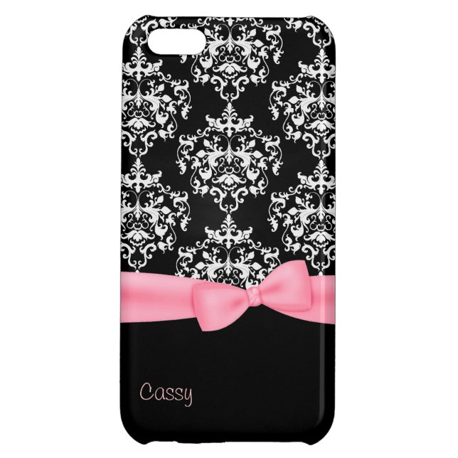 Coque iPhone Boîtier pour iPhone 5C, noir et blanc Girly (Dos)