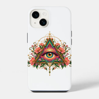 Coque Pour iPhone 14 Boîtier robuste iPhone 14 à mosaïque florale Eye