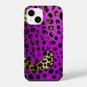 Coque Pour iPhone 14 Boîtier robuste iPhone Mate à paillettes léopard v
